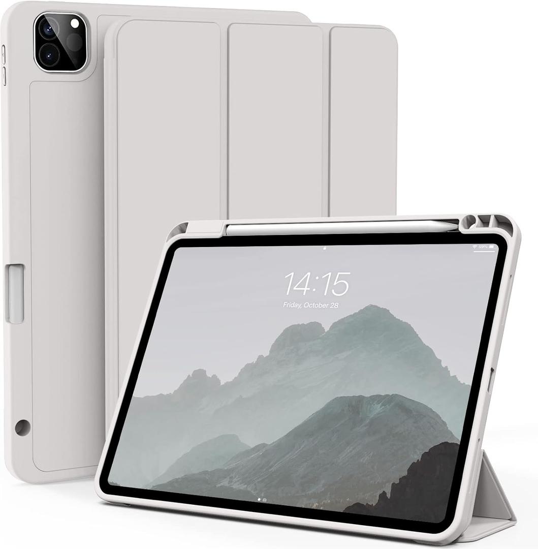 kenke Case for iPad Pro 11 Inch 4th/3rd/2nd Generation (2022/2021/2020) with Pencil Holder, Slim Trifold Smart Cover with Soft TPU Back, Support 2nd Gen Pencil Charging, Auto Sleep/Wake, Gray