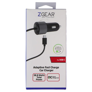 ZGear Adaptive Fast Charging Car Charger 30 Watts Total Power, 0-50% in 30 minutes
