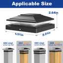 APONUO Solar Post Cap Lights Color Changing 12 Pack - RGB 8 Solid & Gradient Colors, IP65 Waterproof, for 4x4 5x5 6x6 Wood Vinyl Fences, Deck, Patio, Yard (Black)