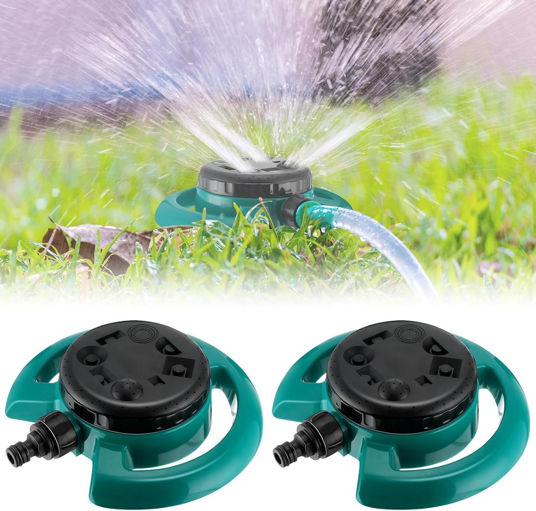 2 Pcs Multipurpose Lawn Sprinkler 8 Pattern Reliable Water Sprinkler Lightweight Yard Sprinkler for Watering Small Areas, Lawns, Plant Irrigation, Garden and Playing, Dark Green