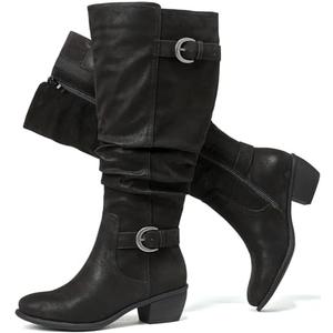 Luoika Women's Extra Wide Calf Low Heel Knee-High Boots Size 8.5