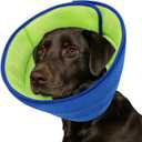 Soft Dog Cone Collar Alternative - Adjustable Comfy Cones for Large/Medium/Small Dogs to Stop Licking After Surgery, Comfortable Fabric Elizabethan Collars, Head Cone of Shame for Neuter Recovery (L) (Blue)