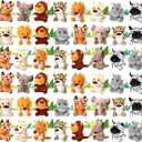 48 Pack Mini Plush Animals Toys Set 4.7 Inch Stuffed Animal Keychain Small Goodie Bag Fillers for Easter Hunts, Valentine, Carnival Prizes, Jungle Party
