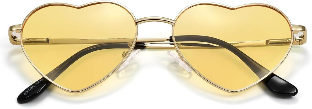 3 x Eiuizah Polarized Heart Sunglasses for Women Men - Cute Trendy Sun Glasses Metal Frame UV400 Protection Lens