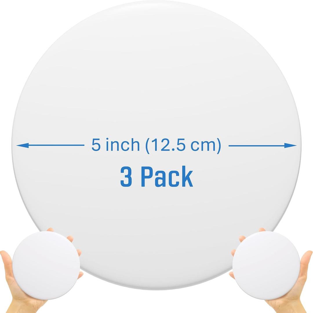 Strongest Home Wall & Door Handle Stopper 5" Set of 3 Pieces White Rubber Door Knob, Round Wall Shield Cushion, Quiet Wall Protector for Door Handle, Guard Door Bumper, Self Adhesive (X-Large 3 Pack)