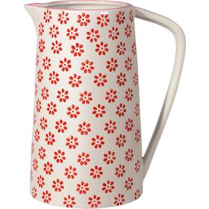 Bloomingville Ceramic Pitcher with Handle Susie - Jug for Water, Juice, Milk Dia 4'' H 6.75'', red, Stoneware, content 28 fl oz