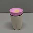 Owala SmoothSip Slider Insulated Stainless Steel Coffee Tumbler, Reusable Iced Coffee Cup, Hot Coffee Travel Mug, BPA Free 12 oz, Pink/Tan (Daybreak)