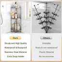 ELYKEN Corner Shower Caddy Standing, 3 Tier Rustproof Metal Shower Organizer with Soap Holder, Floor Shower Corner Shelf Rack Storage Stands with Adjustable Feet & 2 Hooks for Bathroom, Silver