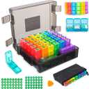 Monthly Pill Organizer 3 Times a Day - Portable Pill Box with Weekly Travel Bag - Large Capacity 30 Day Pill Case with Pill Cutter & Labels for Easy Medication Management (Black)