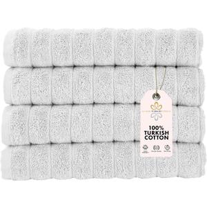 Classic Turkish Towels CTT Luxury Hand Towels for Bathroom Set of 4, 100% Turkish Cotton, Quick Dry & Comfy Towels for Hotel & Spa, Highly Absorbent | 20"x32" (Platinum)