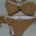 Women's Shiny V Neck Bathing Suit Triangle Summer Swimsuit Bikini Set 2 Piece Small