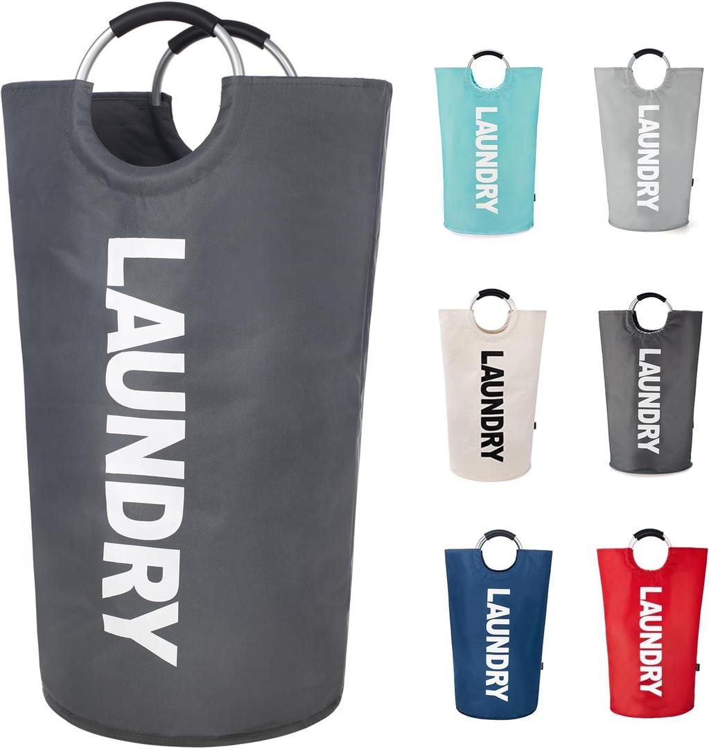 Twira 125L Pro XX-Large Laundry Baskets, Laundry Hamper Stands Up Well, Laundry Bag with Padded Handles, Waterproof Laundry Basket Collapsible, Clothes Hamper for College, Bathroom (Dark Grey)