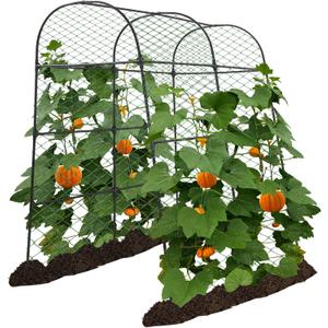 Garden Arch Trellis for Climbing Plants Outdoor 7.2 ft Height Large Tunnel Trellis Support for Vegetables Plant Cucumber Trellis for Garden Raised Bed, Black