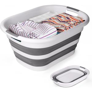 Collapsible Laundry Basket 40L(10.5 Gallon) – Plastic Foldable Pop-Up Clothes Hamper with Handles - Portable Washing Tub & Space Saving Organizer for Dorm, Bedroom & Bathroom