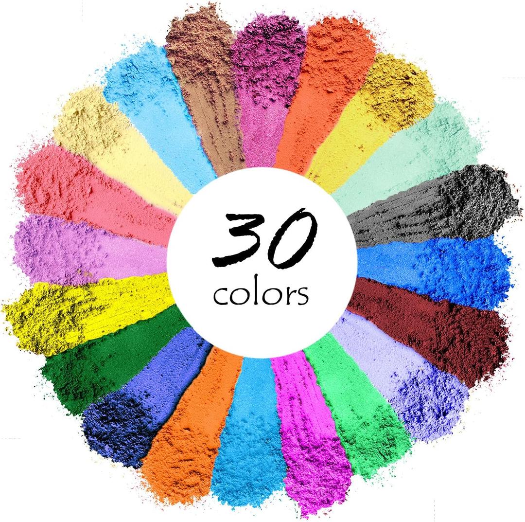 Mica Powder, 30 Color Pigment, Natural Cosmetic Grade Shimmer Mica Powder for Epoxy Resin/Bath Bombs/Candle/Soap/Lip Gloss/Slime.Soap Making Dye (30 Bag)