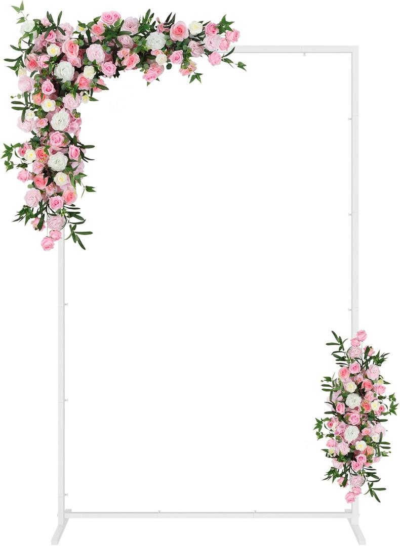 Wedding fashion arch background metal frame, (3.9, 5.2, 6.6 feet) suitable for background decoration frames such as weddings, birthdays, parties, baby showers, and photography (white, 3.9*6.6)