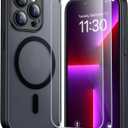 SPIDERCASE for iPhone 13 Pro Case, Magnetic Translucent Matte Case with 2PCS Tempered Glass Screen Protector Slim Phone Case for iPhone 13 Pro 6.1'', Black