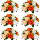 Sziqiqi Orange Fake Flowers for Fall Decoration Kissing Flower Balls for Wedding Centerpieces Tables Flower Centerpiece Arrangement for Party Festival