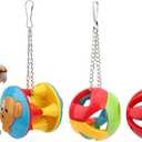Hypeety Parrot Colorful Ball Toys with Bell Cage Hanging Chewing String for Parakeet Conure Cockatiel Small Medium Birds (A+B+C)
