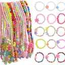 obmwang 30Pcs Princess Necklace Bracelet Set, Teenager Costume Jewelry Play Jewelry for Women Dress Up Pretend Play Party Favors