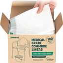 Lunderg Recycled Commode Liners - 100 Environment Friendly Portable Toilet Bags - Medical Grade Bedside Commode Liners Disposable - Universal Fit & Easy to Use - Absorbent Pads Not Included