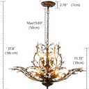 Vintage Crystal Chandelier with Aged Bronze Branch Design, 8-Light Ceiling Hanging Light Fixture for Dining Room Living Room Bedroom Hallway, Chain Adjustable