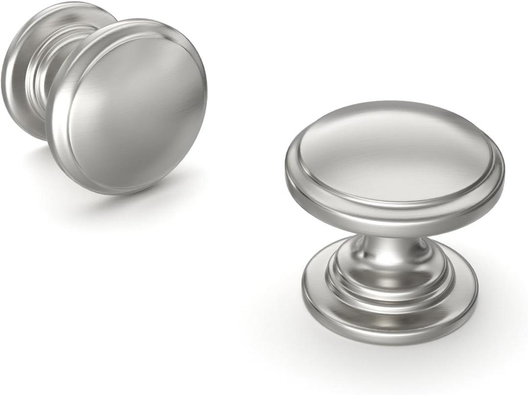 homdiy 5 Pack Brushed Nickel Cabinet Knobs Sliver Round Drawer Knob for Kitchen Cabinets Dresser Drawers Pulls Zinc Hardware Handle (Single Hole)