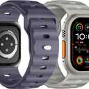 Sport Band Compatible with Apple Watch Ultra 2 Band  49mm 46mm 45mm 44mm 42mm for Men, Soft Silicone Wristbands Waterproof Replacement Strap for iWatch Series 11 10 9 8 7 6 5 4 3 SE Ultra 3 2 1, 2 Pack