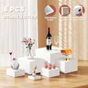 6Pcs Buffet Risers with Mini Sign and Maker, Acrylic Food Risers for Buffet Table, White Food Display Stands for Party, Collectibles Jewelry Display Stand, Acrylic Boxes Nesting Risers(10",9",8",7",6",5")
