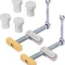 2 PCS 3/4 Inch Bench Dog Clamps, Woodworking Clamp with 4 Bench Dogs, CNC Precision Machined, Low Profile Design, Easy to Use, Stainless Steel & Brass