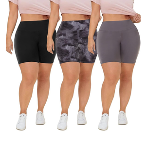 QGGQDD 3 Pack Plus Size Biker Shorts for Women – 8" High Waisted Black Shorts for Yoga Workout XL