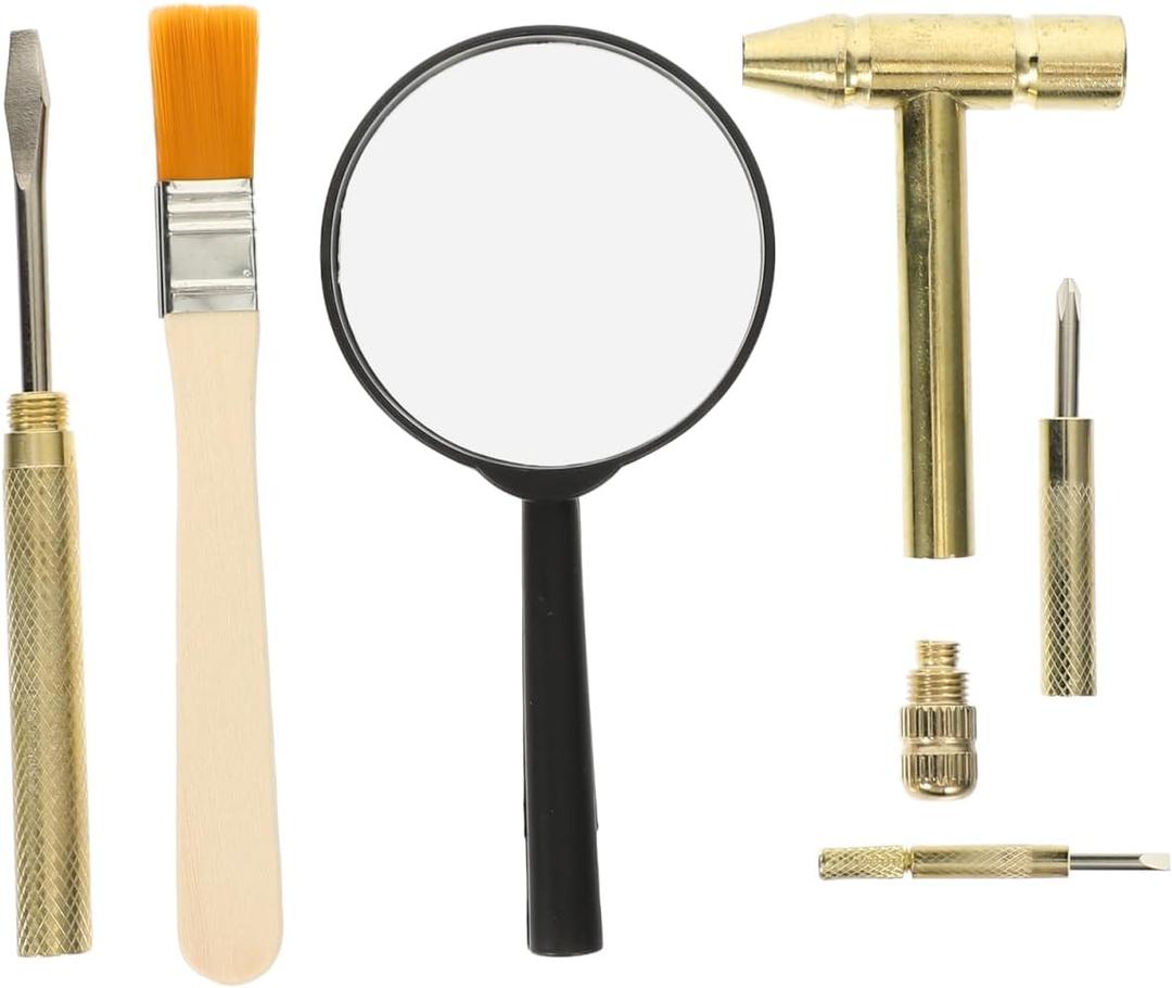 1 Set Dinosaur Dig Tools Kit: Archaeological Excavation Tool Set with Mini Hammer Chisel Brush Scraper Kit