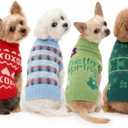 4 Pack Easter Dog Sweater Dog Spring Outfit Small Cat Knit Sweaters, Seasonal Pet Clothes for Easter, Spring(Large)