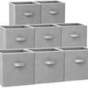 Criusia Storage Cubes - 11 Inch Heavy Duty Fabric Storage Bins for Shelves Closet, Cube Organizer - 8 Pack Collapsible Cube Storage Bins Baskets for Organizing Clothes Blankets Toys (Grey) (Medium -11 inches)