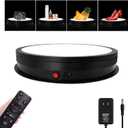 JAYEGT LED Light Base Non-Slip Rotating Display Stand , 110Lbs Load,360 Photography Turntable for Products Shows, Glass Crystal Artwork, Jewelry,Remote control(16.5inch / 6Color LED Light/Black/Wired)