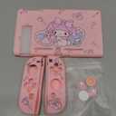 DLseego Cute Rabbit Switch Protective Case Dockable Soft Silicone Shell Shockproof Scratch Resistant Cover Joy Con Skin with 4PCS Lovely Thumb Grips Caps