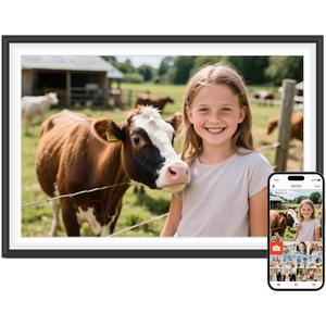 Frameo 10.1" Digital Picture Frame, Smart WiFi Digital Photo Frame with 1280x800 HD IPS Touch Screen 32GB Storage Auto-Rotate Wall Mounted, Share Photos/Videos from Phone Anywhere(Black&White)
