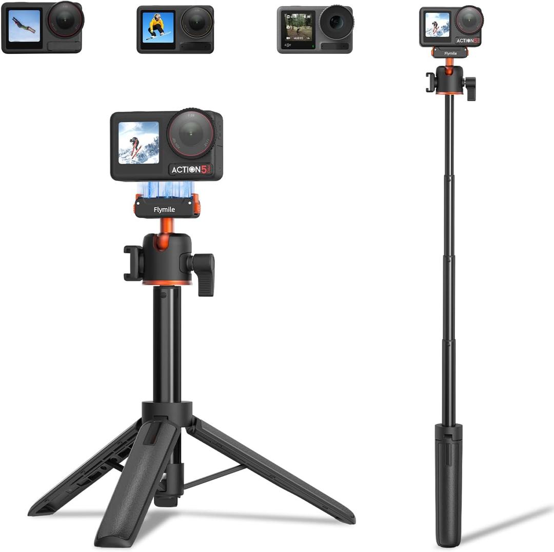 BRDRC Action 5 Pro Tripod Accessories, 21 Extension Rod Mini Table Desk Selfie Stick Portable Handle Grip Quick Release Stand with Cold Shoe for DJI Osmo Action 5 Pro 4 3 Camera