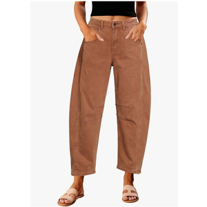 GRAPENT Barrel Jeans for Women Trendy High Waisted Wide Leg Baggy Cropped Relax Fit Stretch Denim Trouser Ankle Pants, size Small