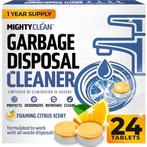 Garbage Disposal Cleaner And Deodorizer Tablets 24 Pack - 1 Year Supply Kitchen Sink Cleaner And Deodorizer, Septic Safe Foaming Cleaner, Lemon Scent, Removes Odor-Causing Residues