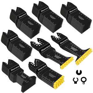 58Pcs Oscillating Tool Blades Kit, Titanium Extra Long& Wide Multitool Saw Blades for Metal Wood Nails Drywall Cutting, Compatible with Dewalt, Dremel, Fein, Milwaukee, Craftsman, Ryobi