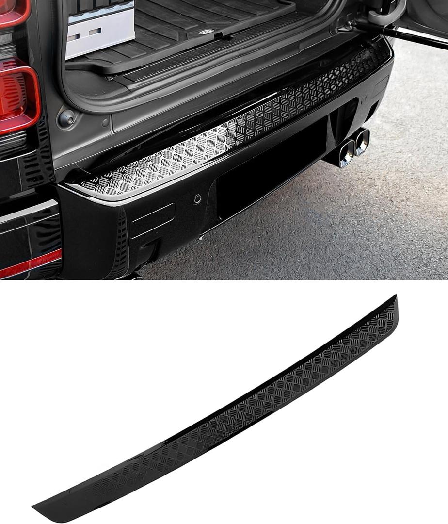 Rear Bumper Anti-Scratch Guard Protection Cover Compatible with Land Rover Defender 90 110 130 2020-2025 Exterior Accessories Black Bumper Cover (Glossy Black Bumper Cover)