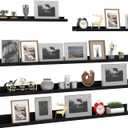 Giftgarden 47 Inch Long Floating Shelves for Wall Set of 5, Black Wood Wall Shelves for Bathroom, Bedroom, Kitchen, Living Room Storage, Wooden Picture Ledge