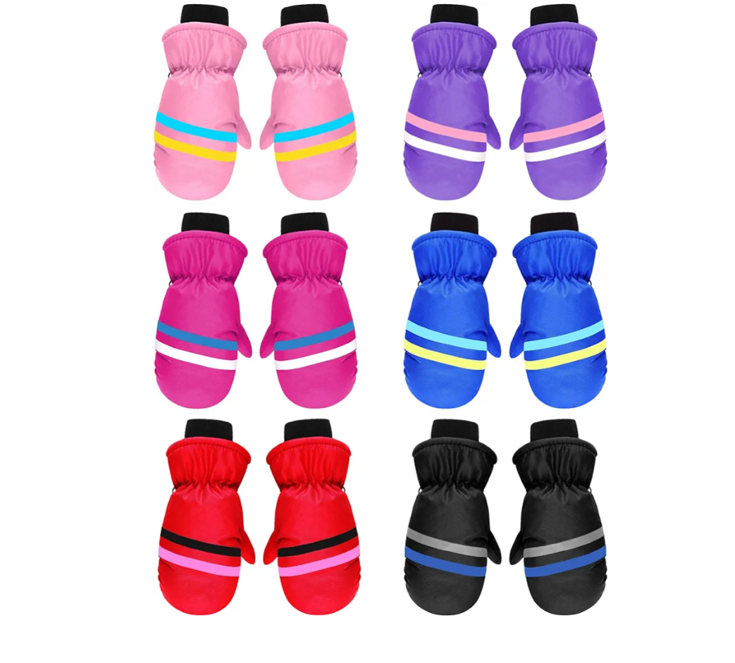 6 Pairs Kids Winter Snow Mittens Gloves Waterproof Toddler Children Warm Baby Ski Gloves for Cold Weather
