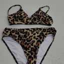 SUUKSESS Women High Waisted High Cut Bikini Set Sexy Triangle Two Piece Swimsuits, L, Leopard