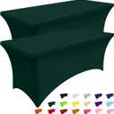 Smiry 2 Pack Spandex Table Cloth 6FT, Elastic Fitted Stretch Tablecloths, Washable and Wrinkle Free Rectangular Patio Table Cover for Outdoor, Wedding, Banquet (Hunter Green, 72Lx30Wx30H Inch)