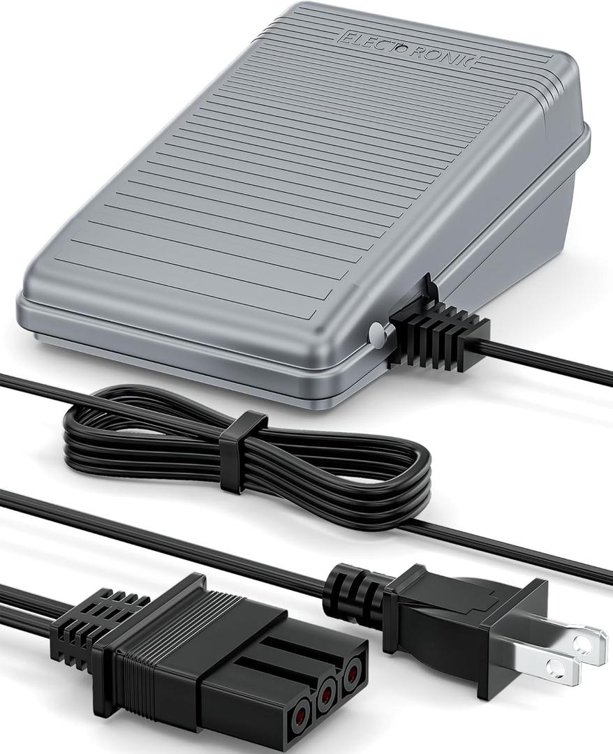 VHBW for Brother Sewing Machine Foot Pedal Compatible with Brother JX2517, LX3817, XM2701, XL2600, GX37, XR3774, LS2400 & More  Replacement Foot Controller (J00360051) (Plat Plug)