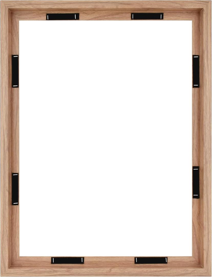 MCS Canvas Float Frames 18x24 Frame, Walnut Woodgrain for Finished Canvases, Vertical & Horizontal Wall Hanging Large with Adhesive for Canvas Paintings (1-Pack)