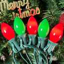 25FT C7 Vintage Christmas String Lights with 27 Red & Green Ceramic Bulbs, Hanging Outdoor & Indoor String Lights for Christmas Decor (Green Wire)