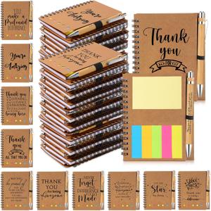 Tellingyou 30 Set Employee Appreciation Gift Bulk Inspirational Spiral Notebook with Sticky Note Pen Thank You Gift for Coworker Staff Team Volunteer Teacher Social Worker Administrative Professional